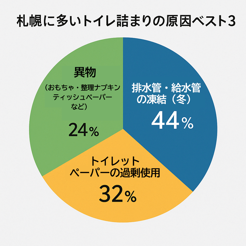札幌で多いトイレ詰まりの原因ベスト３