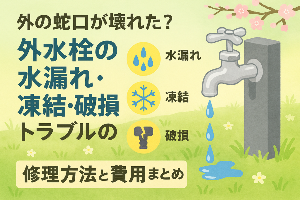 【外の蛇口が壊れた？】外水栓の水漏れ・凍結・破損トラブルの修理方法と費用まとめ