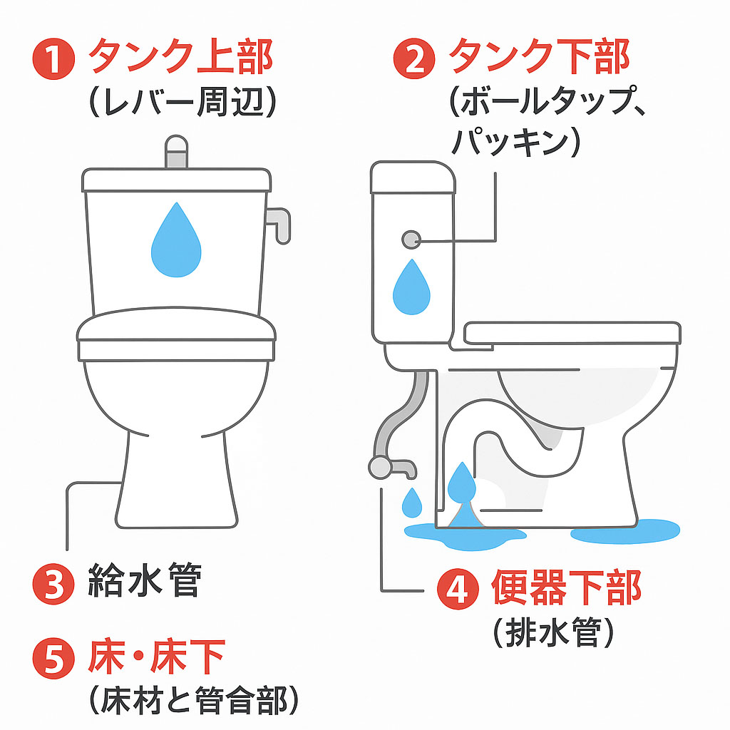トイレ水漏れの発生箇所マップ